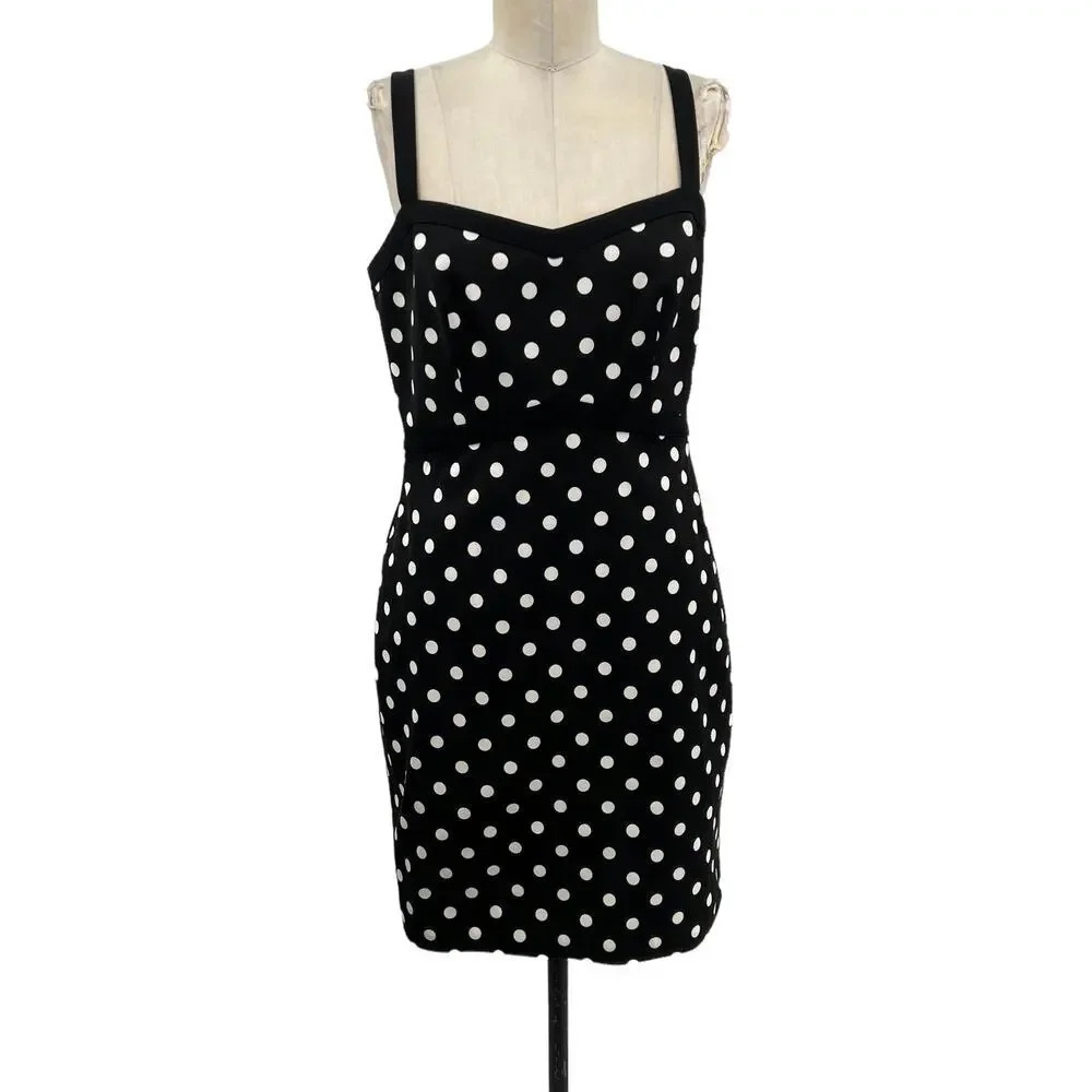 J. Crew Faillie Sheath Baxter Black White Polka Dot Dress Size 8